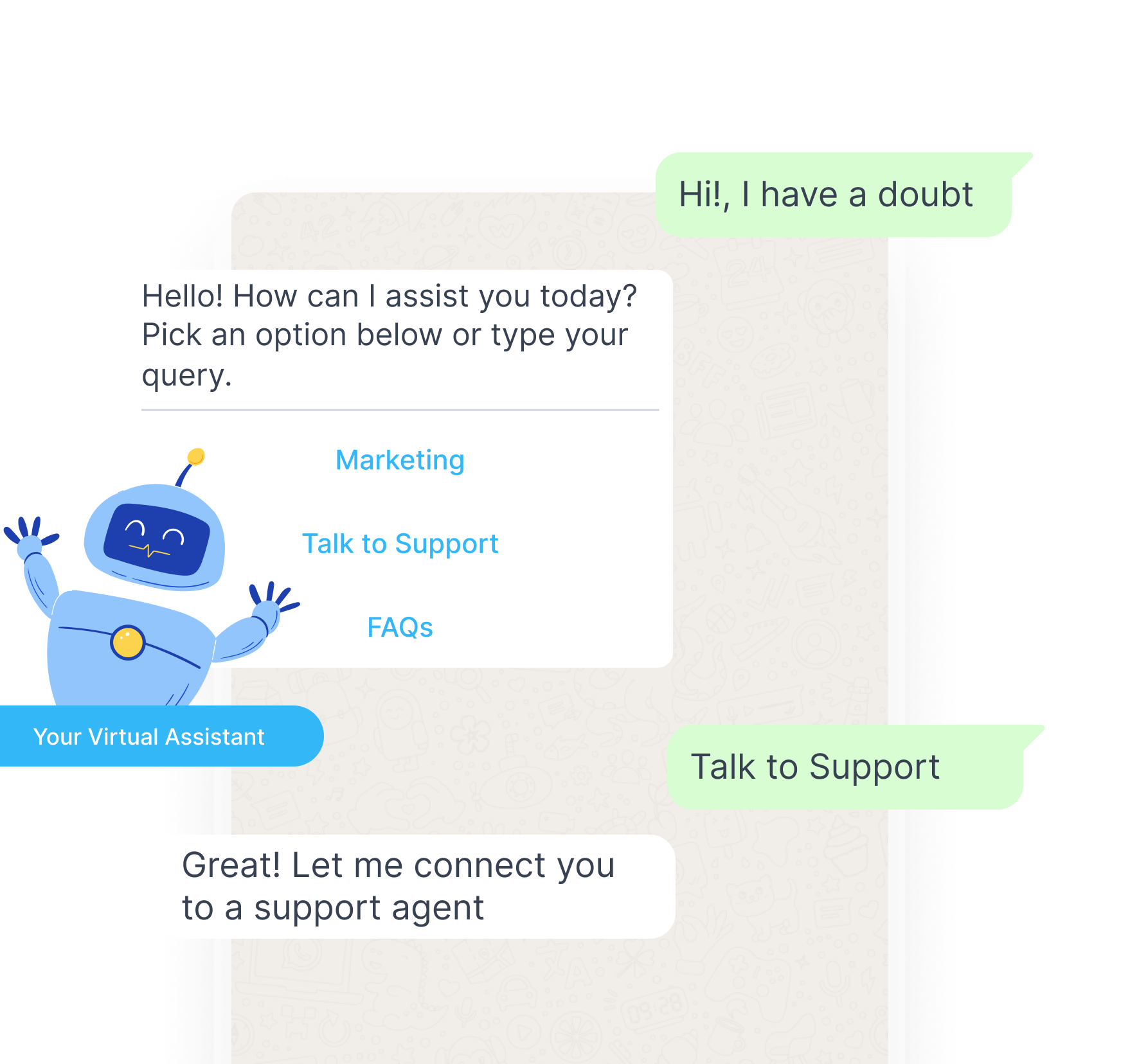 AI chatbot interface demonstrating intelligent customer support and lead generation capabilities